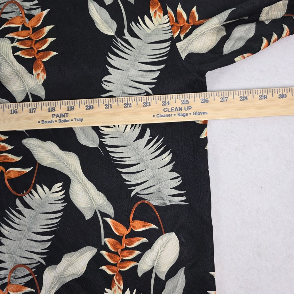 Tommy Bahama Mens XL Silk Camp Shirt Black Tropical Leaf Floral Button Down 100% - Picture 5 of 8